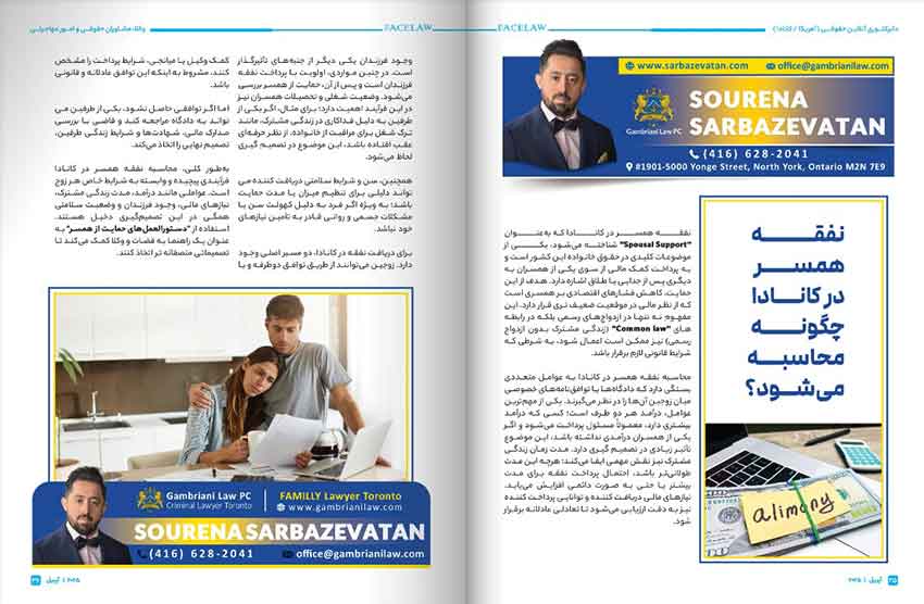 نفقه همسر در کانادا چگونه محاسبه میشود؟ وکیل ایرانی طلاق و خانواده در تورنتو